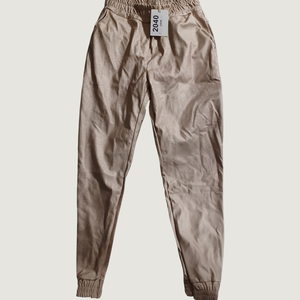 Milio Milano Satin Joggers Champagne Beige Made in Italy NWT Size M